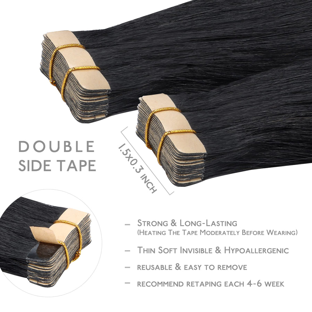 WENNALIFE 18-inch tape-in extensions straight hair close-up for sleek style