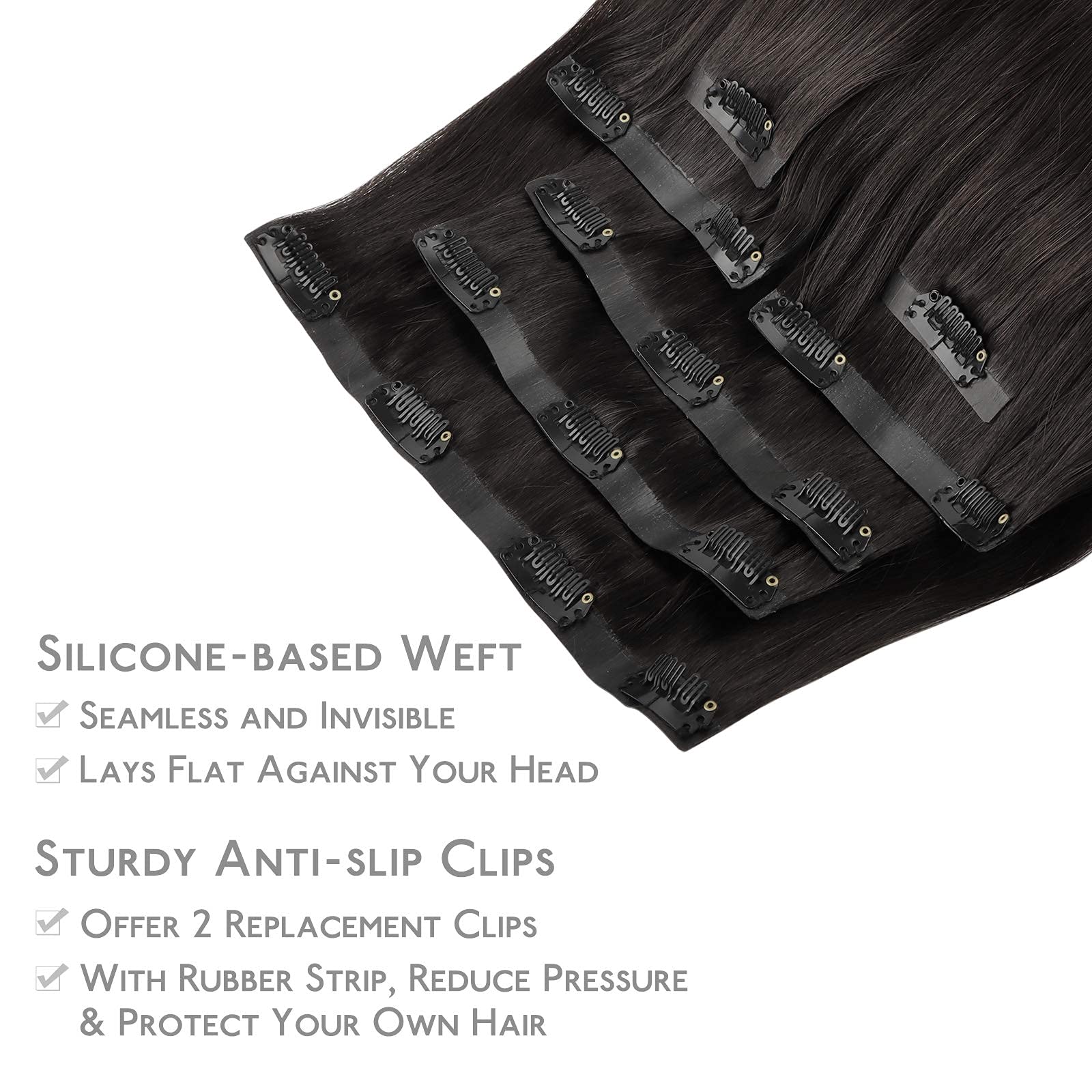 Wennalife clip-in hair application demo illustrates quick self-attachment for versatile styling.