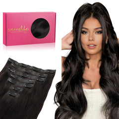 Wennalife seamless clip-in hair extensions with flat silicone-weft base for comfortable wear.