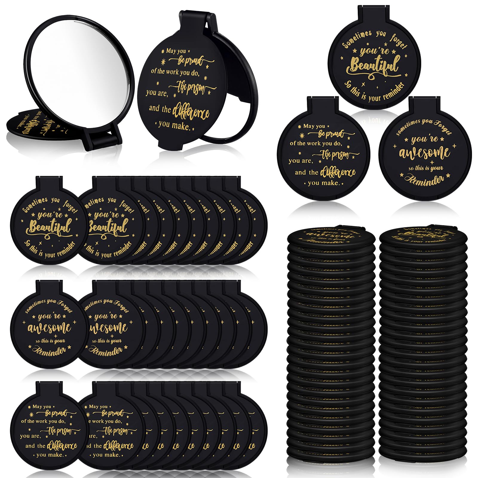 Wenqik inspirational mini compact mirror bulk packaging showcases bulk gifting suitability