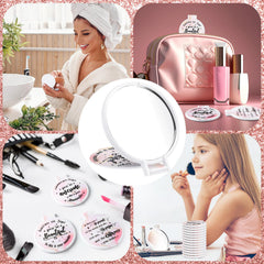Wenqik light pink compact mirror close-up with positive words.