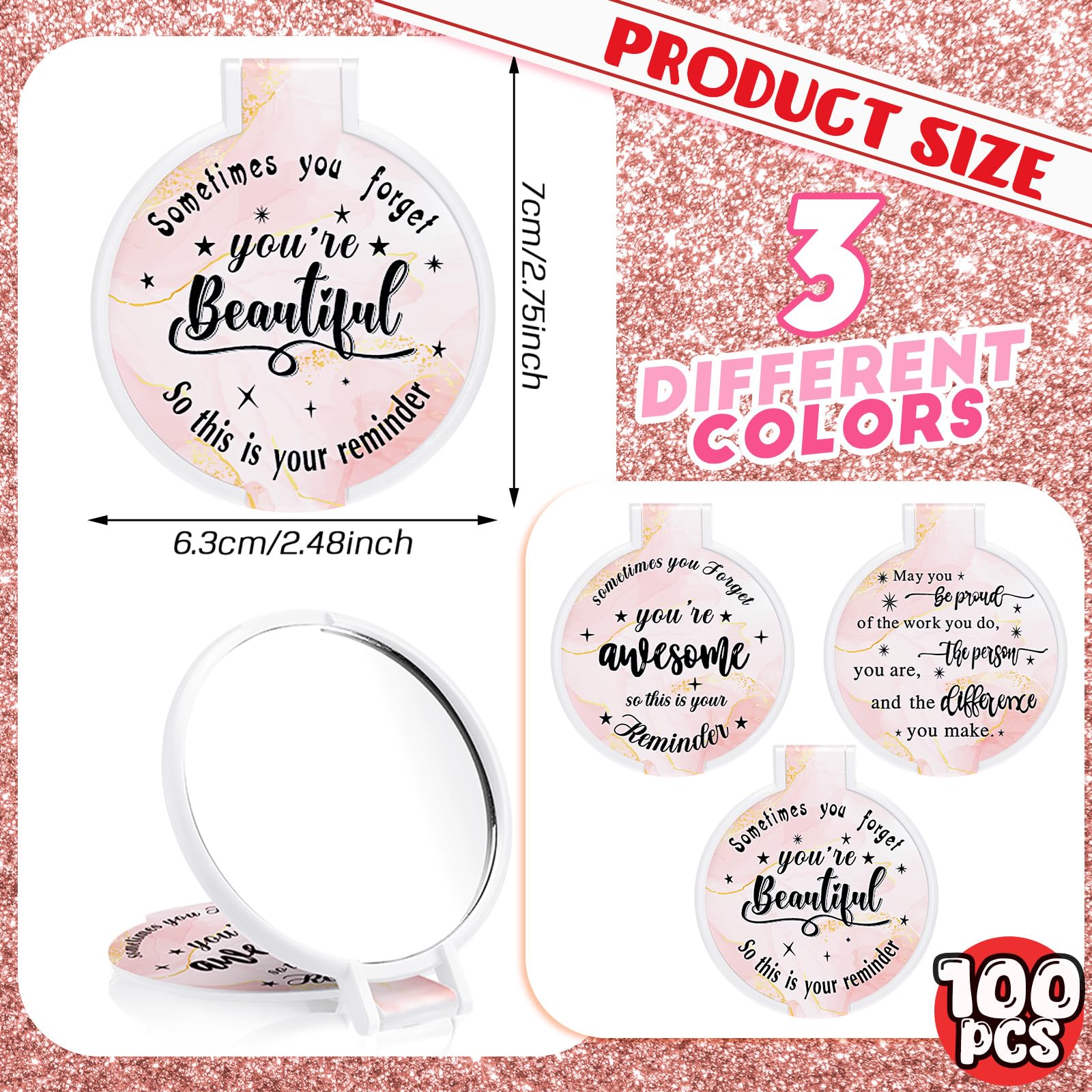 Wenqik mini compact mirror closed in purse for quick touch-ups.