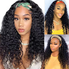 WENYAN headband wig styling options include ponytail and bun versatility