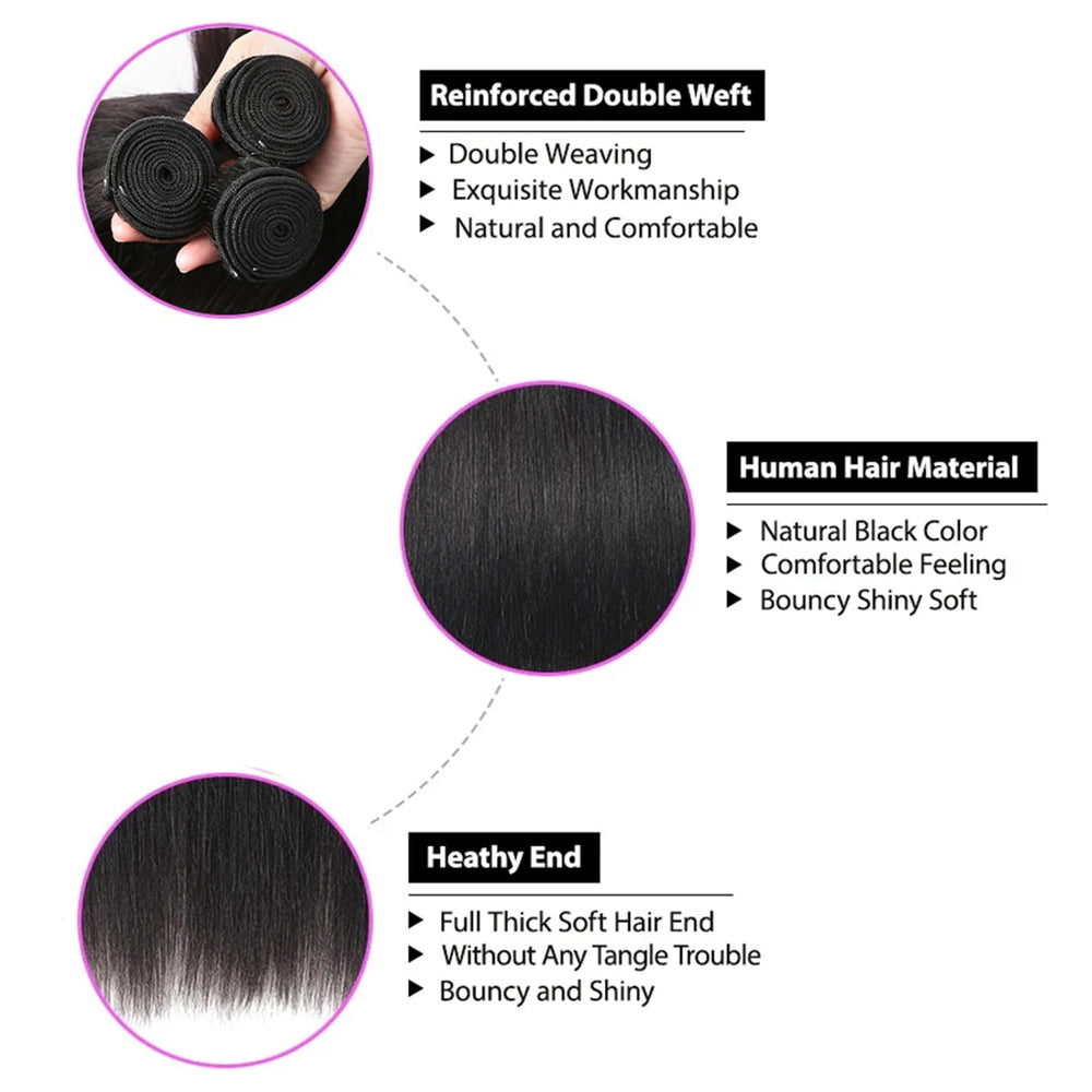 WENYAN Straight Bundles 20inch full density for a voluminous, authentic finish