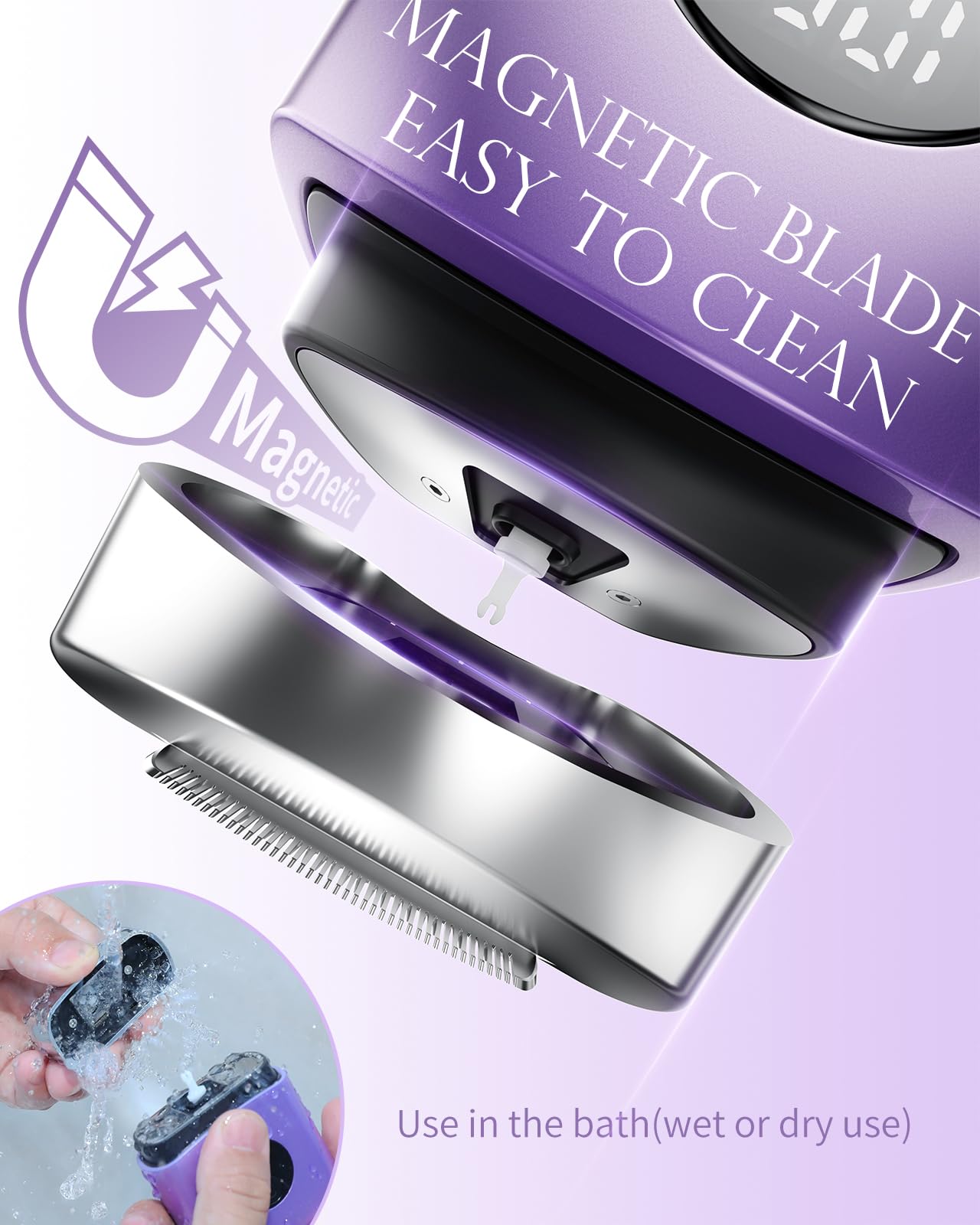 WEQOEE cordless electric razor magnetic-blade-head enables easy cleaning and maintenance