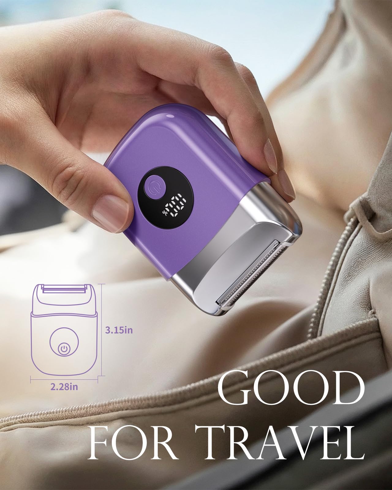 WEQOEE cordless electric razor purple-handle ergonomic grip for comfortable shaving