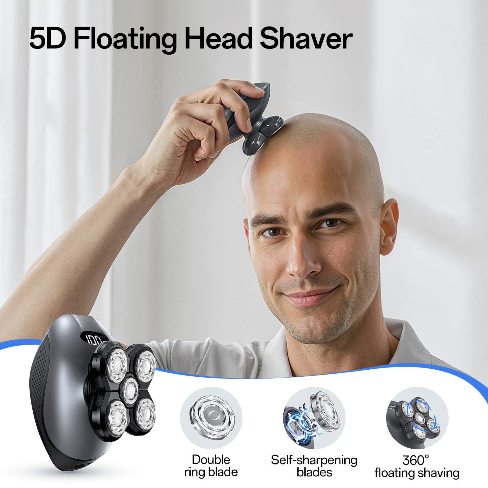 WEQOEE razor in wet-dry mode for versatile grooming in the shower or on-the-go.