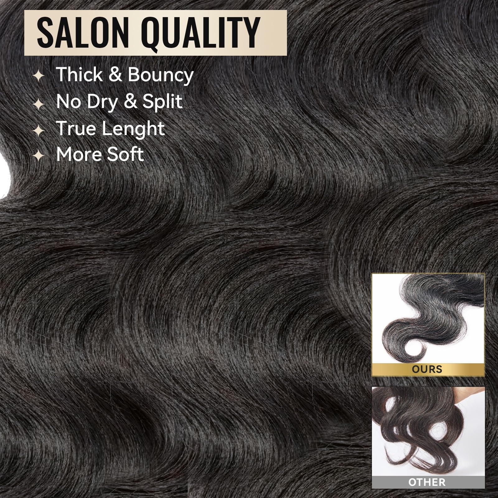 WEQUEEN body wave bundles 22-inch natural black add dramatic length and volume