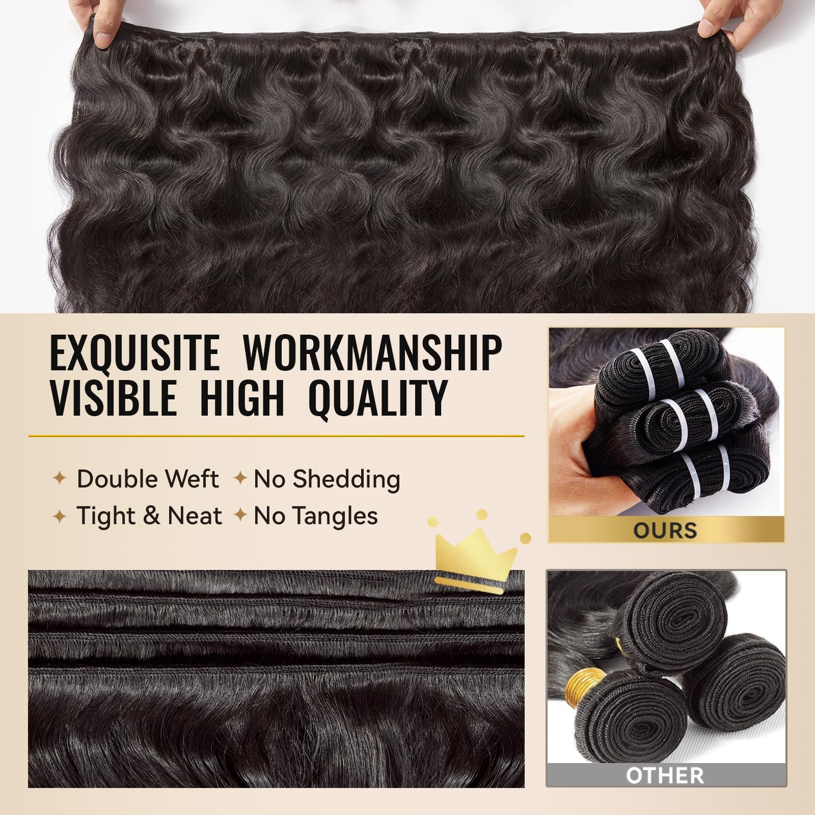 WEQUEEN bundles body wave color-30-ready option enables color customization.
