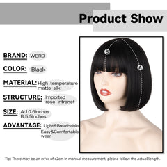 WERD cap detail of black short bob wig showing breathable rose mesh
