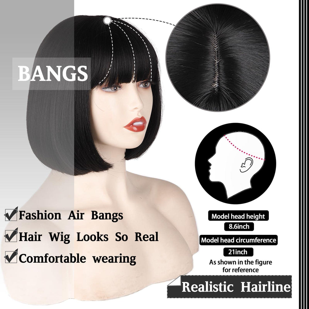 WERD texture close-up of black short bob wig with realistic fibers