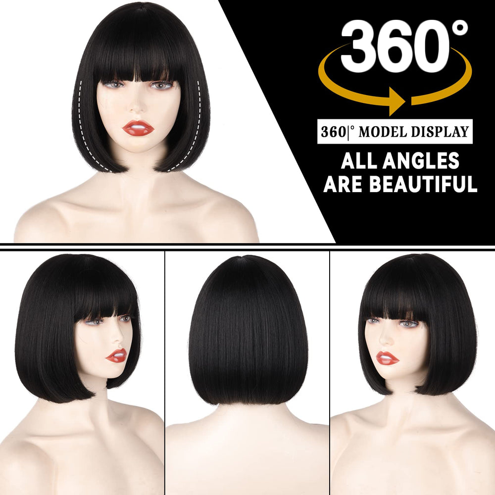 WERD wearing steps for effortless on-off with black short bob wig