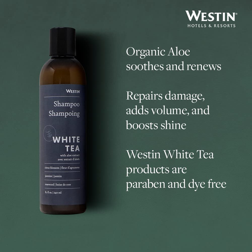 Westin White Tea Aloe Shampoo green-tea ingredients close-up highlights nourishment