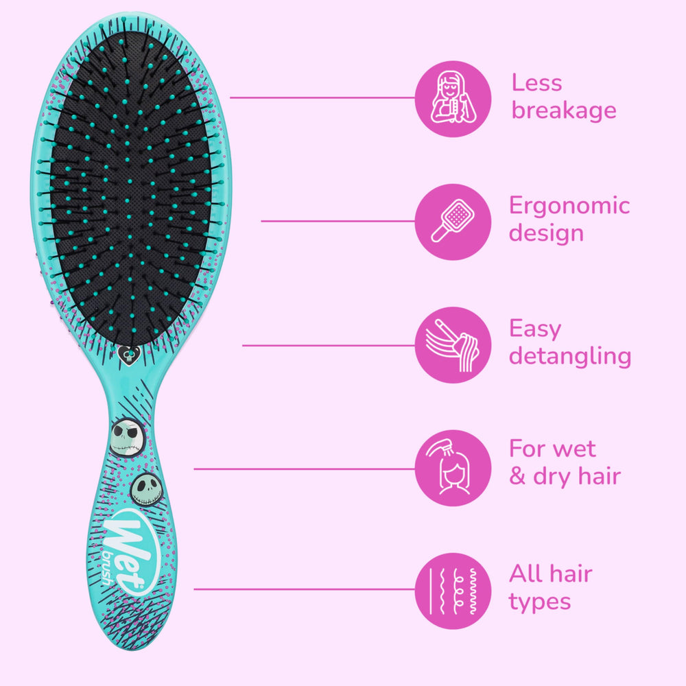 Wet Brush Detangler features flexible bristles for painless brushing.