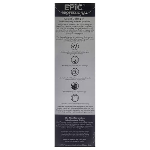 Wet Brush Epic Professional Detangler packaging highlights Exclusive quality and professional styling inspiration