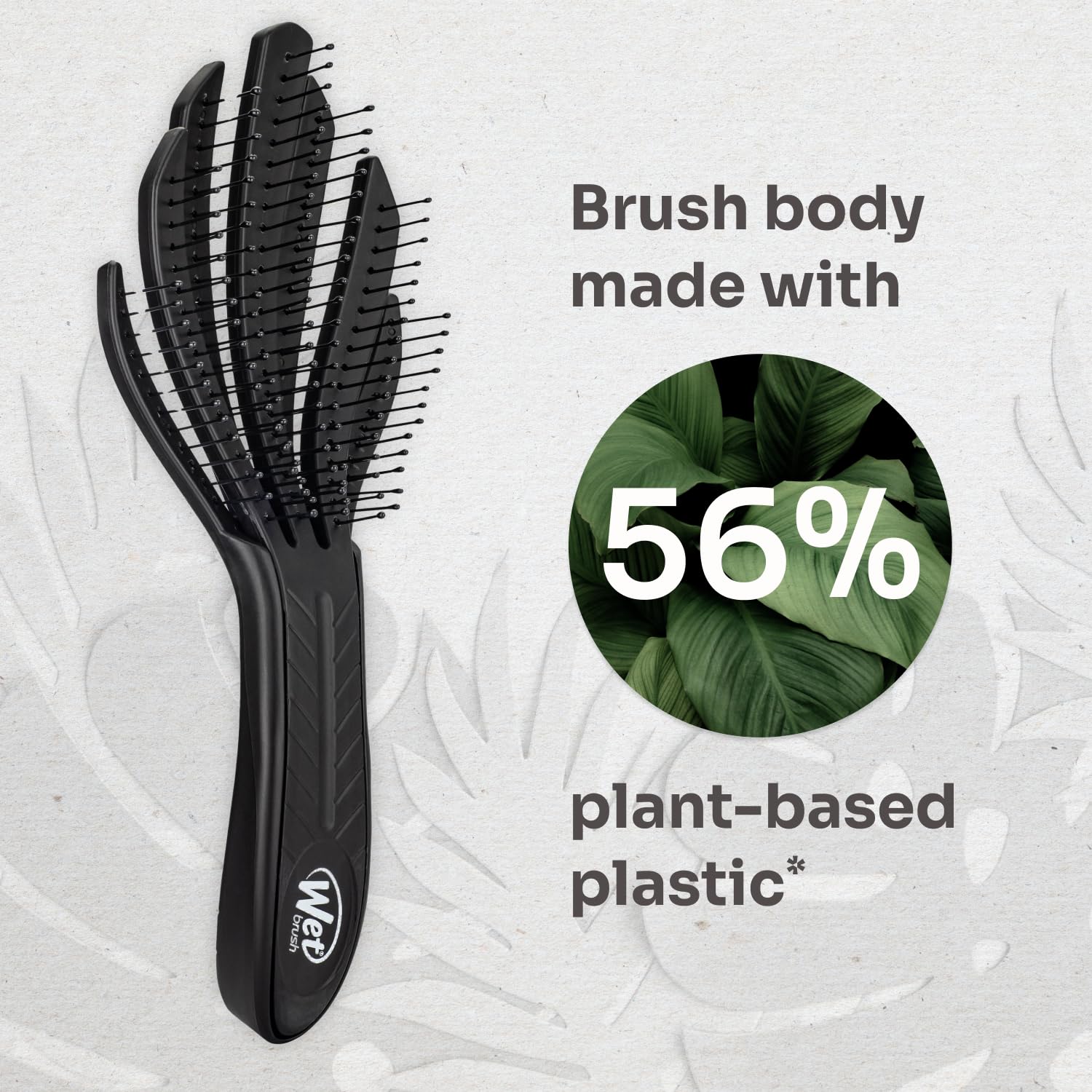 Wet Brush Go Green Curl Detangler packaging highlights plant-based plastic.