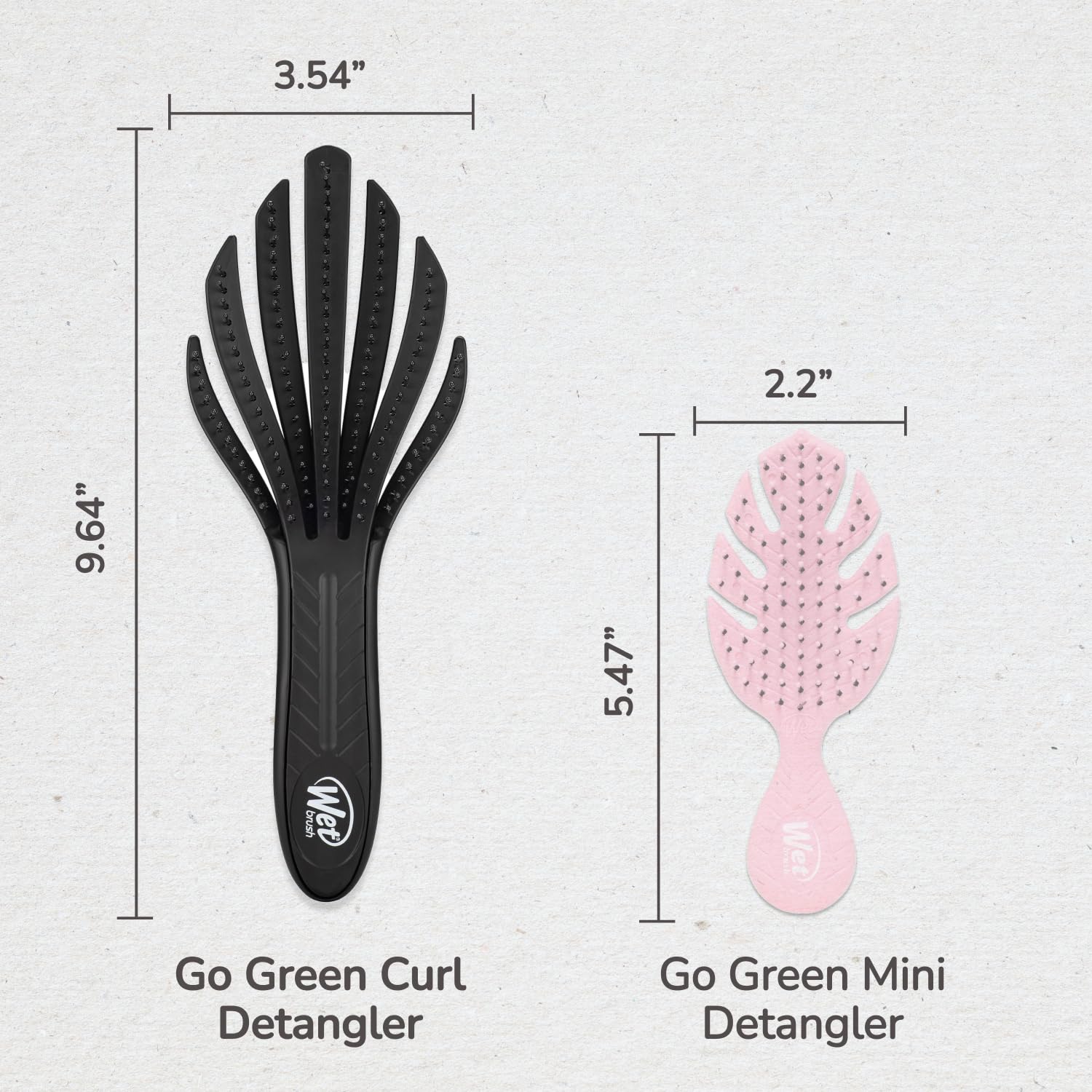 Wet Brush Go Green Curl Detangler packaging highlights 56% plant-based plastic.