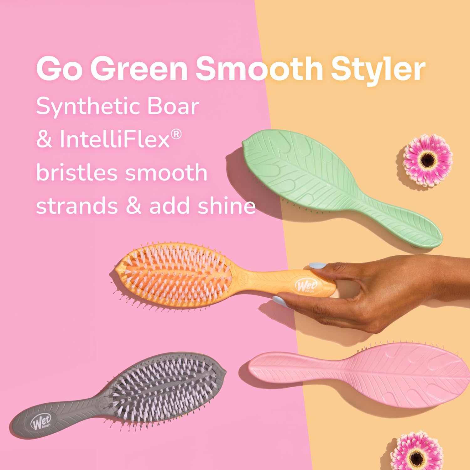 Wet Brush Go Green packaging and brush body with Go Green branding