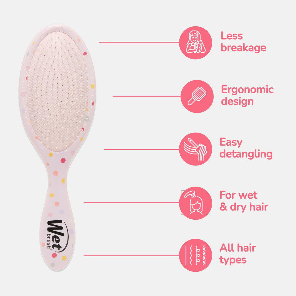 Wet Brush Minnie Mouse packaging shows iconic Disney styling and detangler claims.