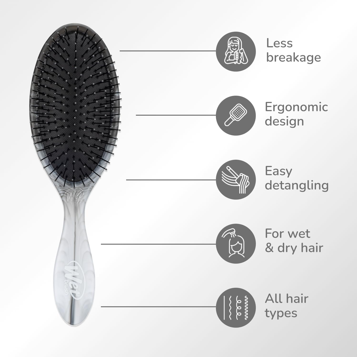 Wet Brush Original Detangler painless bristles action on tangled hair