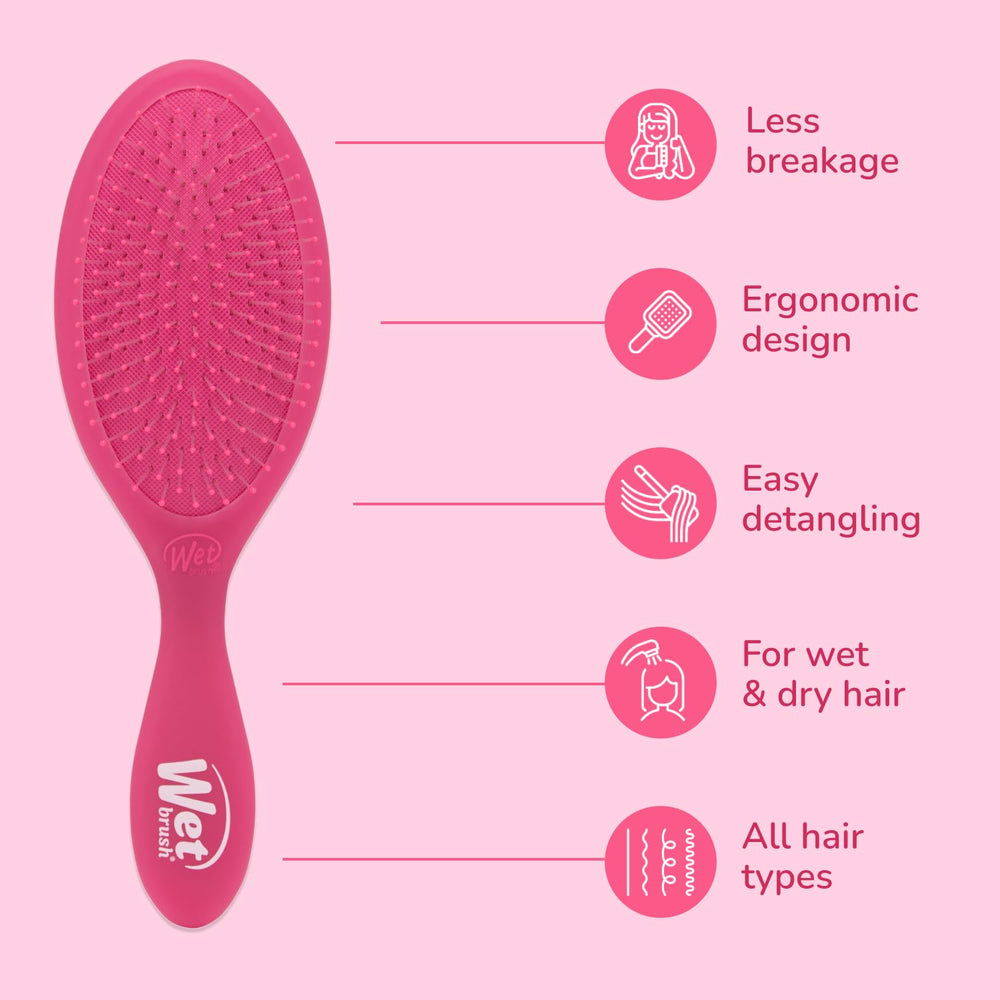 Wet Brush Original Detangler Pink Frost morning detangling for quick styling.