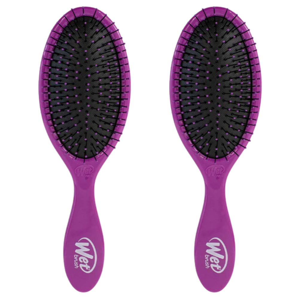 Wet Brush Original Detangler purple front view highlighting easy detangling on all hair types