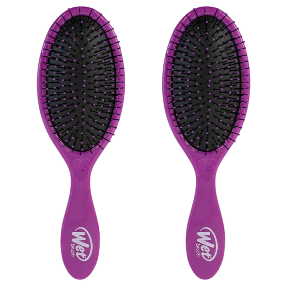 Wet Brush Original Detangler purple front view highlighting easy detangling on all hair types