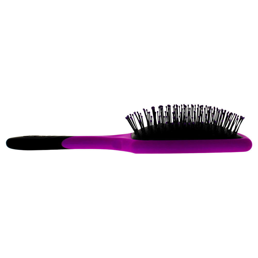 Wet Brush Pro Detangler Paddle Purple handle close-up emphasizes rubberized grip for control