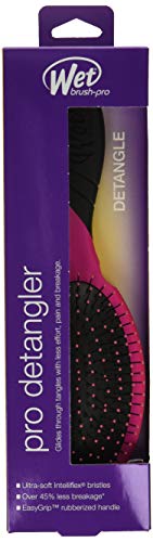 Wet Brush Pro Detangler Pink bristles close-up showing IntelliFlex flexibility for gentle detangling