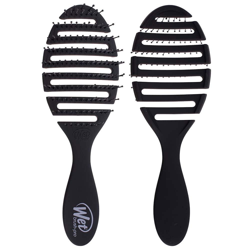 Wet Brush Pro Flex Dry use on damp hair speeds up drying with vented design.
