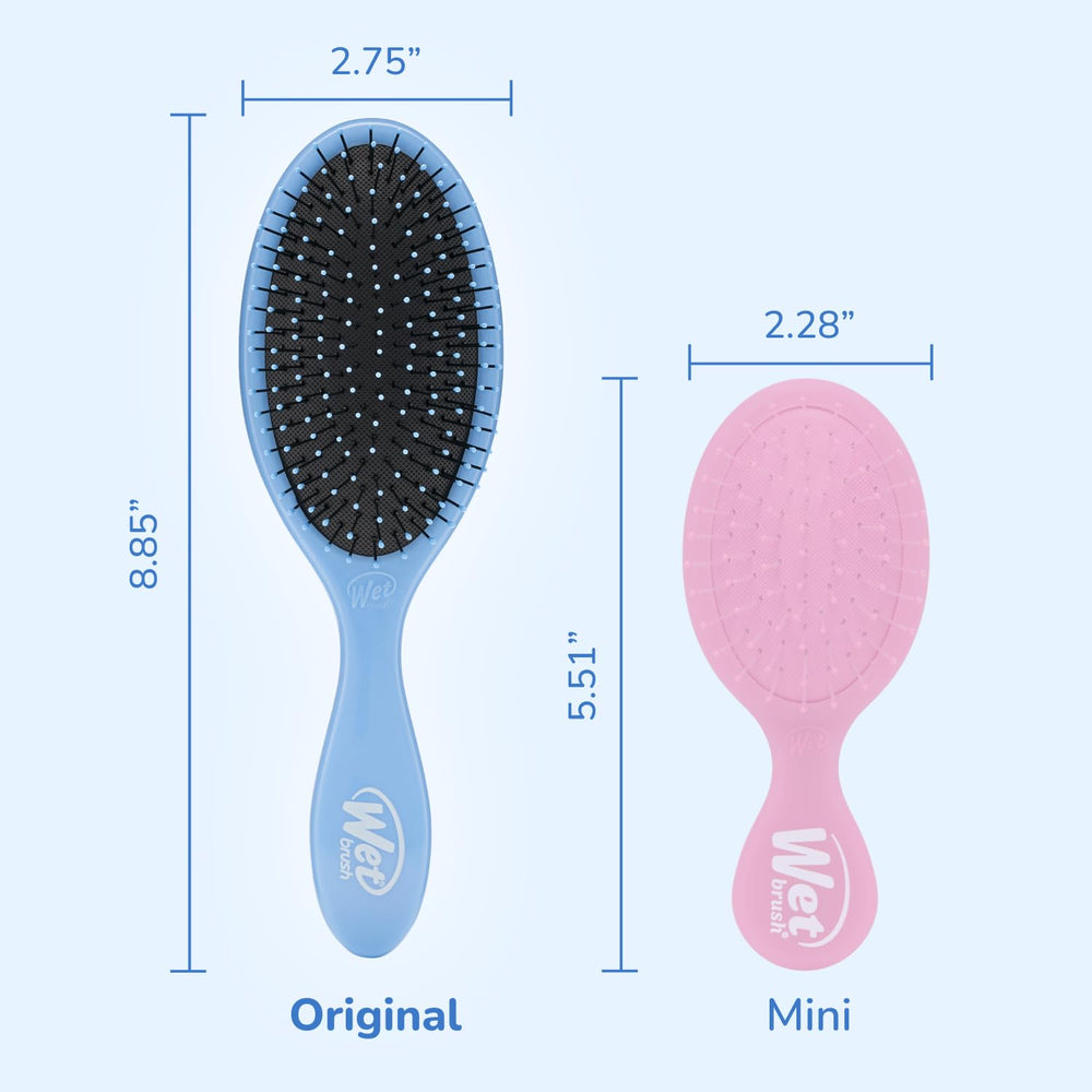 Wet Brush brushing wet hair to reduce breakage and smooth knots effectively