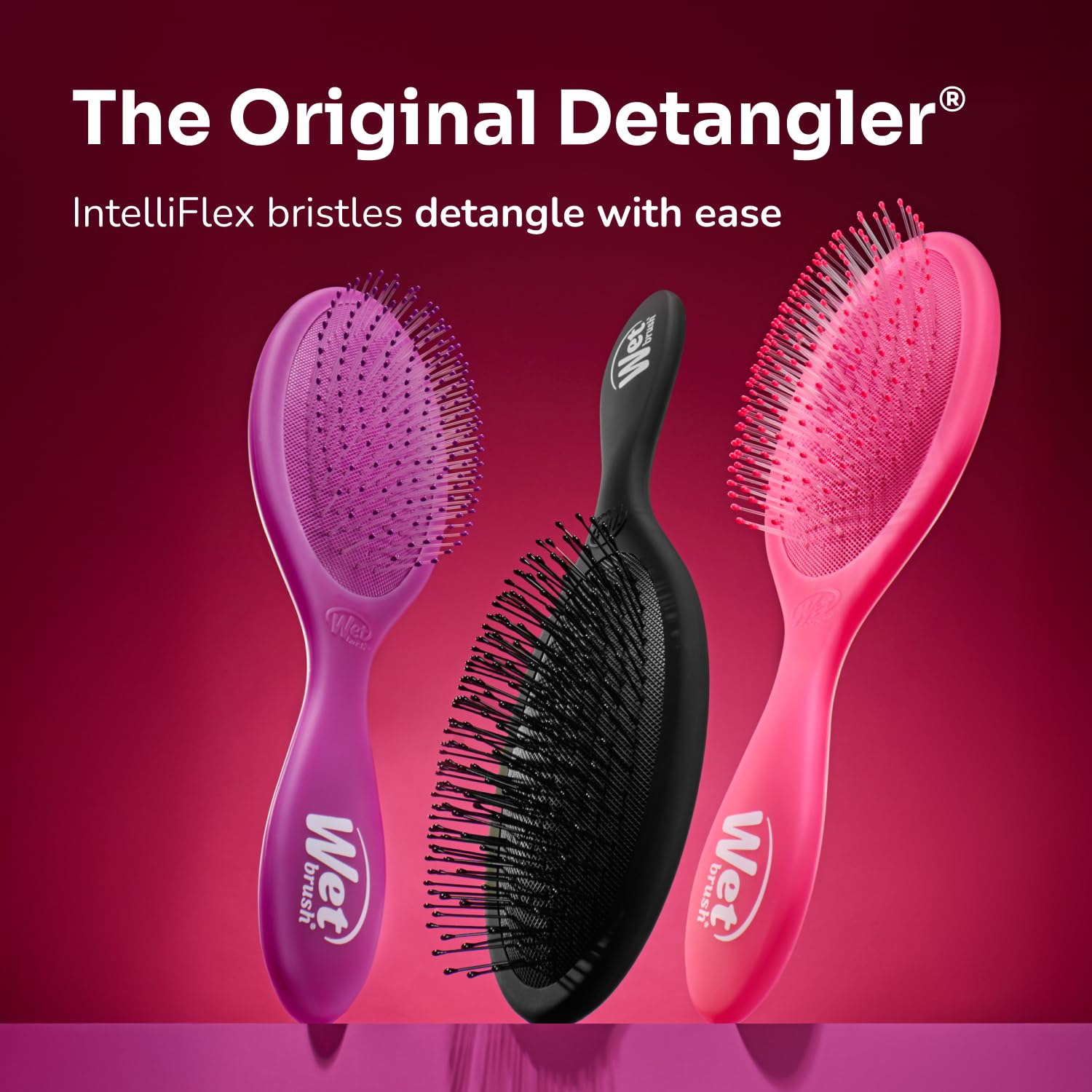 Wet Brush beside conditioner to show recommended use for stubborn tangles