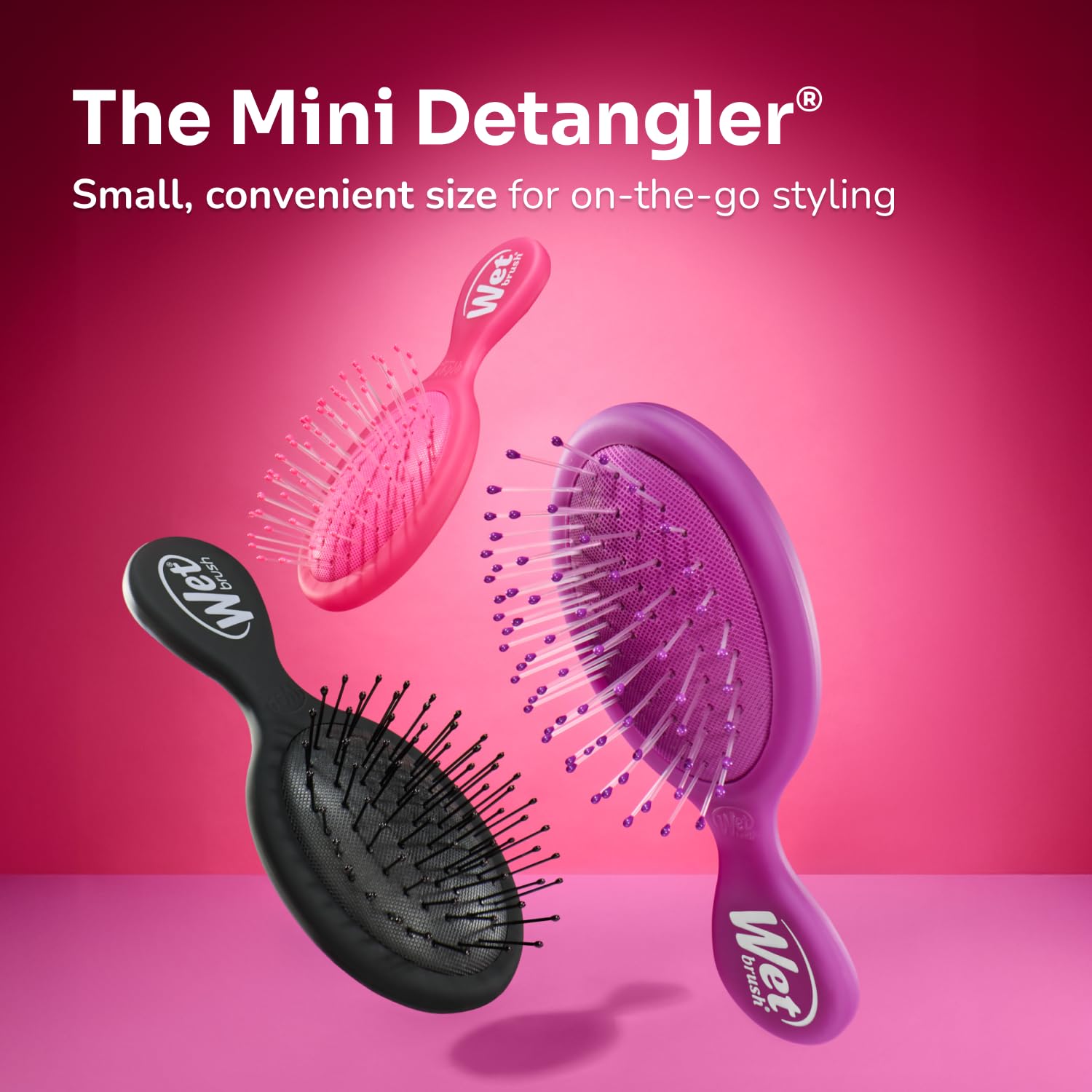 Wet Brush Squirt Detangling Brush 3-count display showcasing travel-friendly trio
