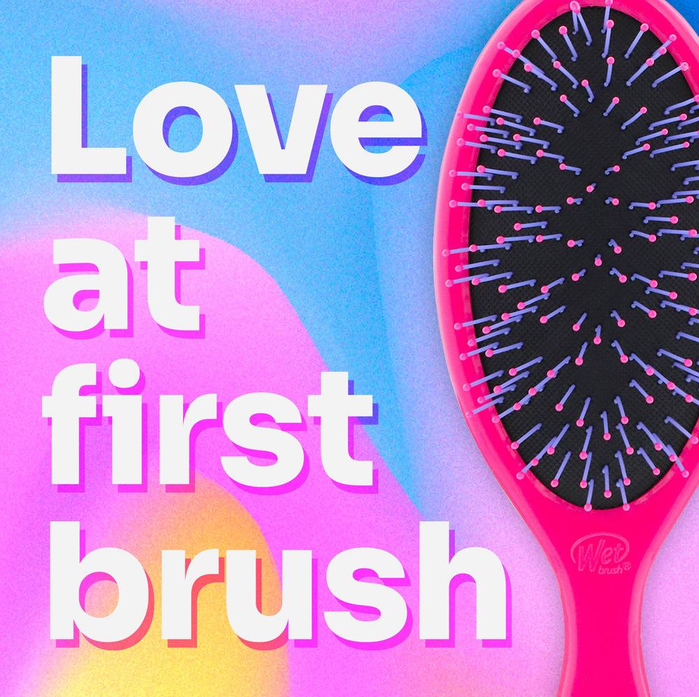 Wet Brush Thick Hair Detangler on dry hair demonstrates smooth glide and faster styling.