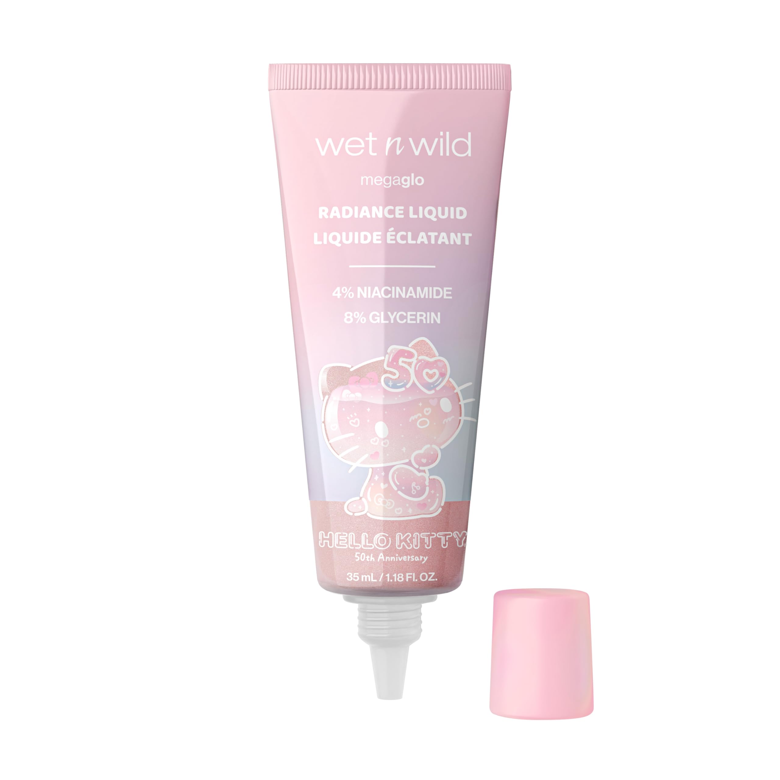 wet n wild Hello Kitty Radiance Liquid applied to cheekbones for radiance