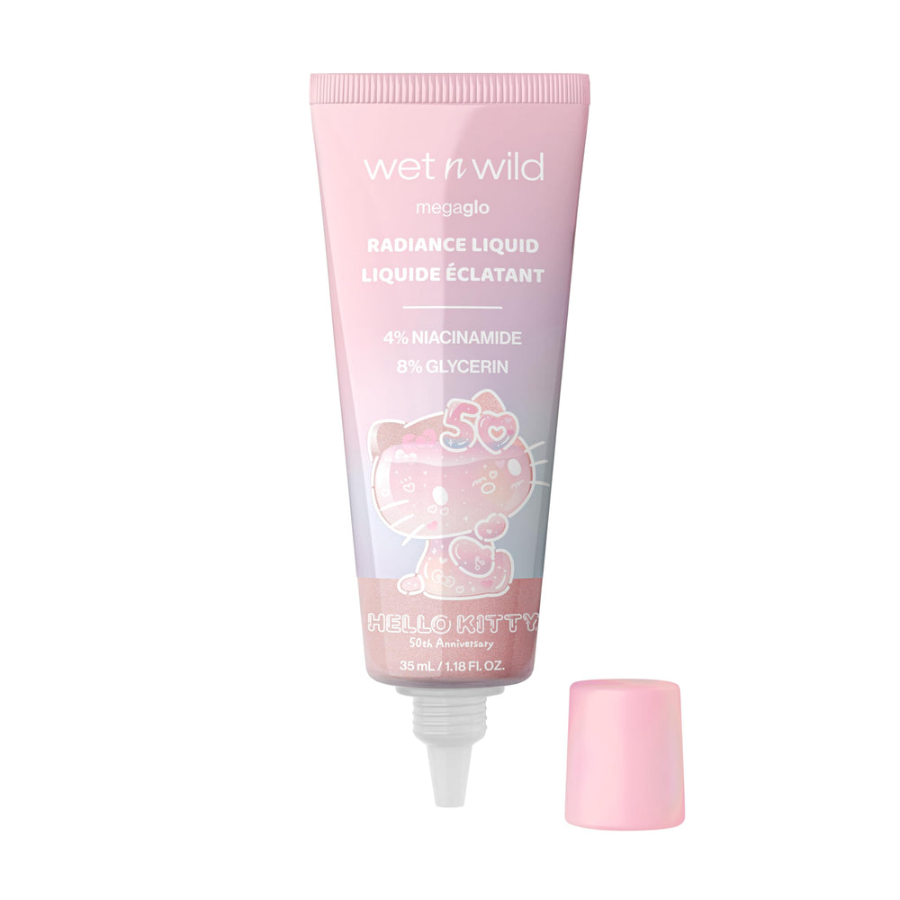 wet n wild Hello Kitty Radiance Liquid applied to cheekbones for radiance