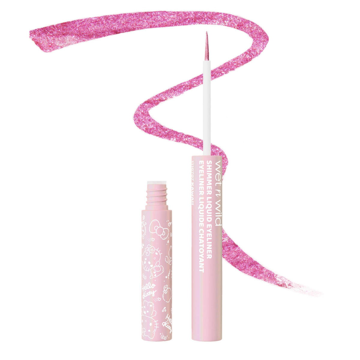 The wet n wild Hello Kitty shimmer eyeliner packaging showcases a premium finish.