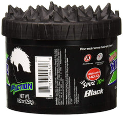 Wetline Xtreme Reaction Black Mohawk styling shows extreme hold for spikes.