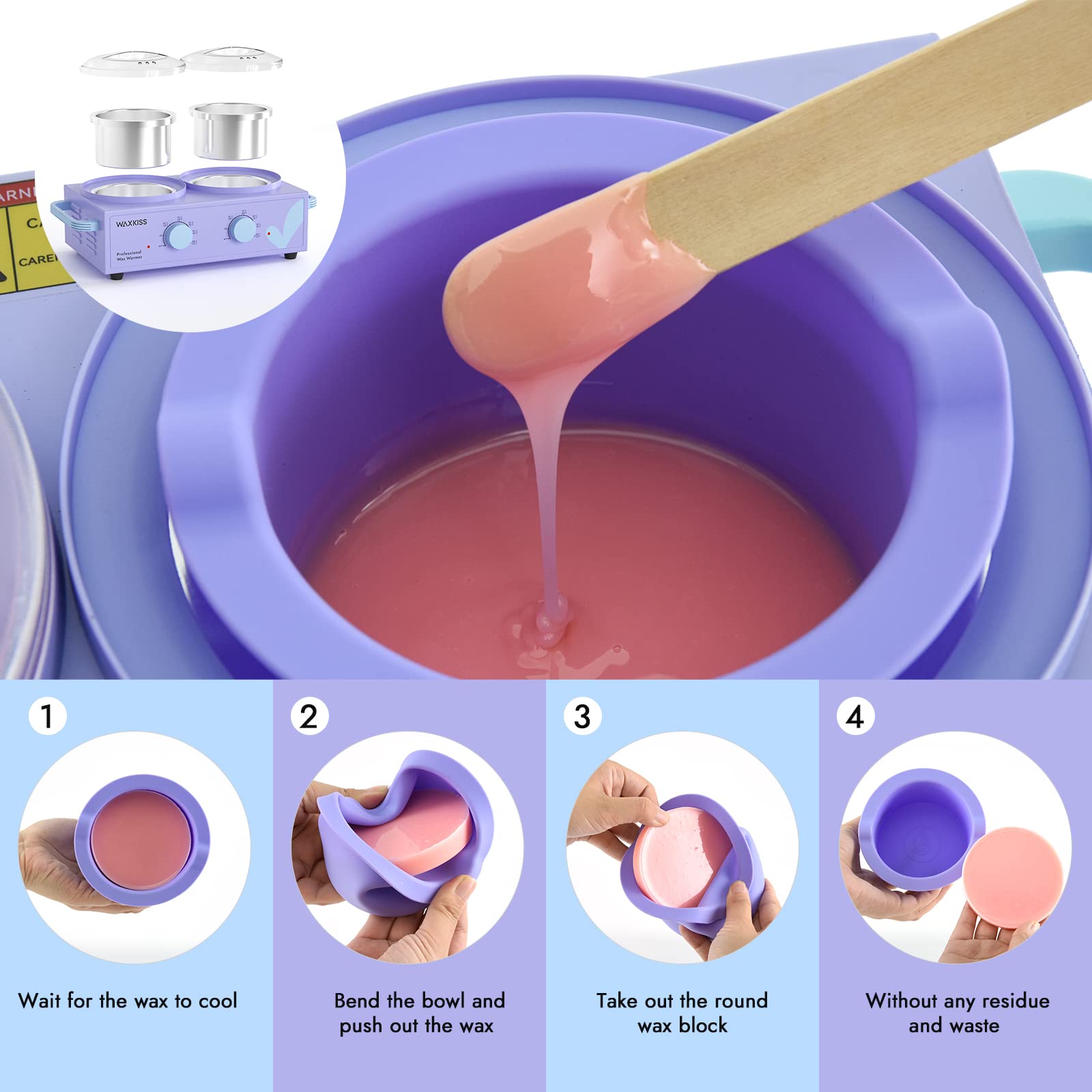 wewax silicone wax bowl with internal scale marks for precise wax measurement.