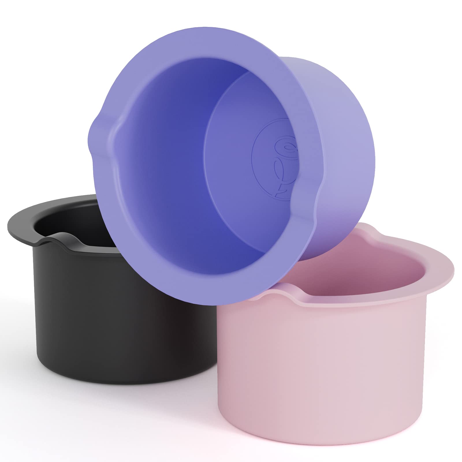 wewax silicone wax bowls trio in purple pink black, showing reusable design for waxing.