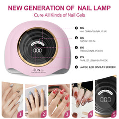 WEVILI 288W nail lamp side view highlighting precise timer controls for efficient curing.