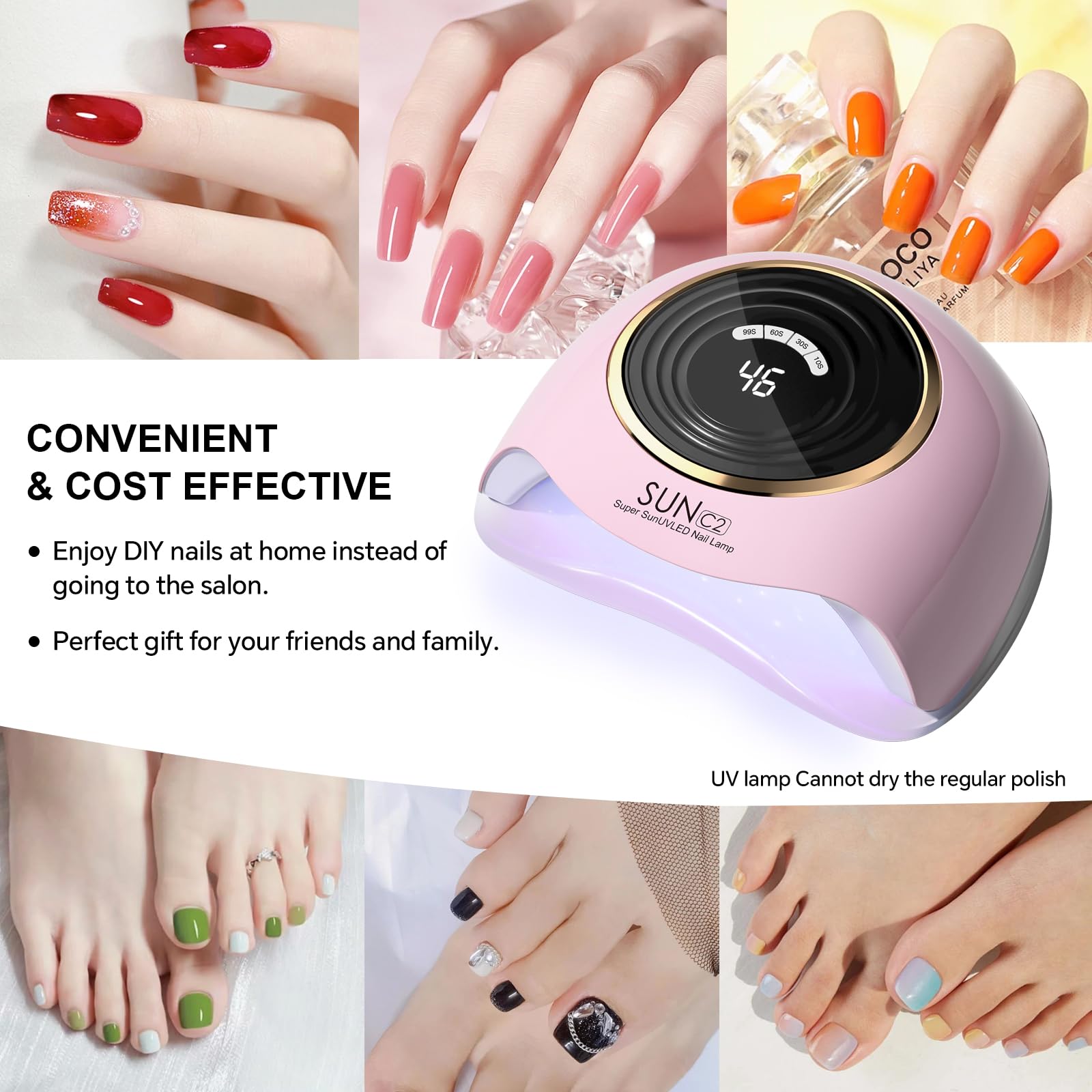 WEVILI nail lamp detachable-base setup enabling versatile toe and finger gel drying.