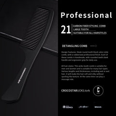 WEXNECOWKZ carbon fiber comb highlights durable carbon fiber material for long-lasting styling.