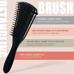 WEXNECOWKZ detangling brush with soft nylon bristles provides smooth glide.