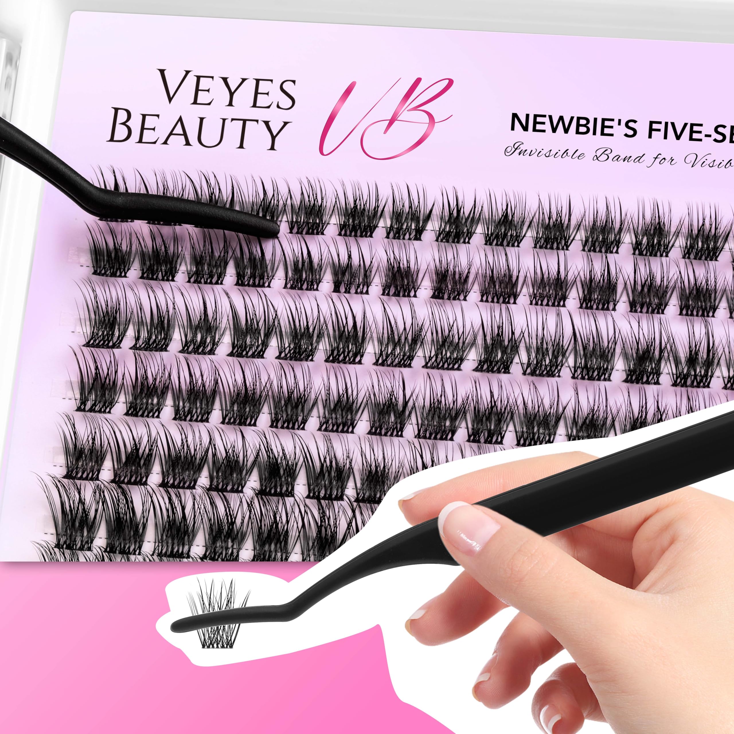 VEYESBEAUTY eyelash curler prepares lashes before cluster application.