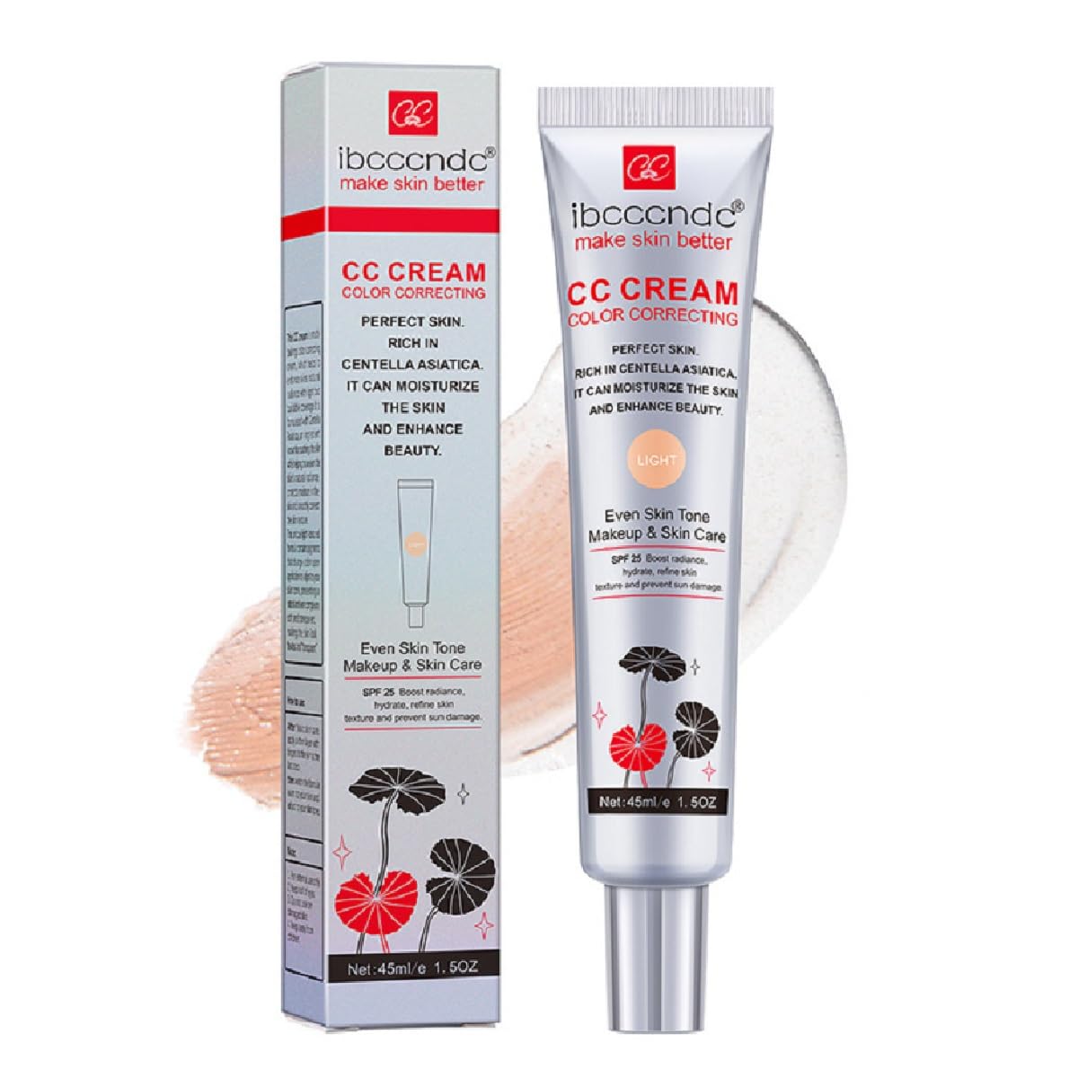 WFWJ Color Correcting CC Cream packaging shows lightweight, non-sticky formula.
