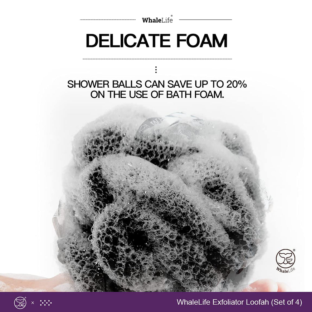 WhaleLife loofah knot-technology-durable highlights long-lasting shower accessory.