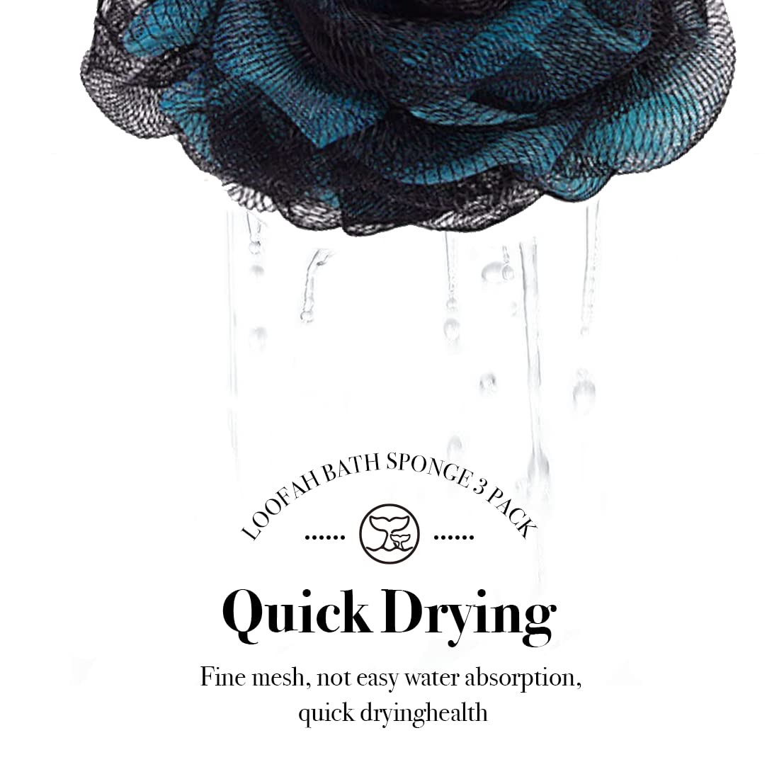 WhaleLife loofah sponge large 4.7-inch surface covers more skin quickly.