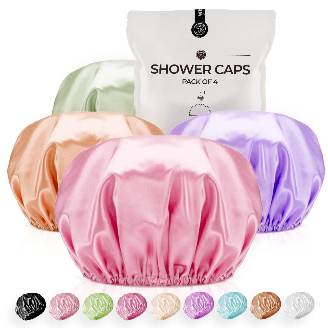 WhaleLife extralarge light purple shower cap protects long hair during showering