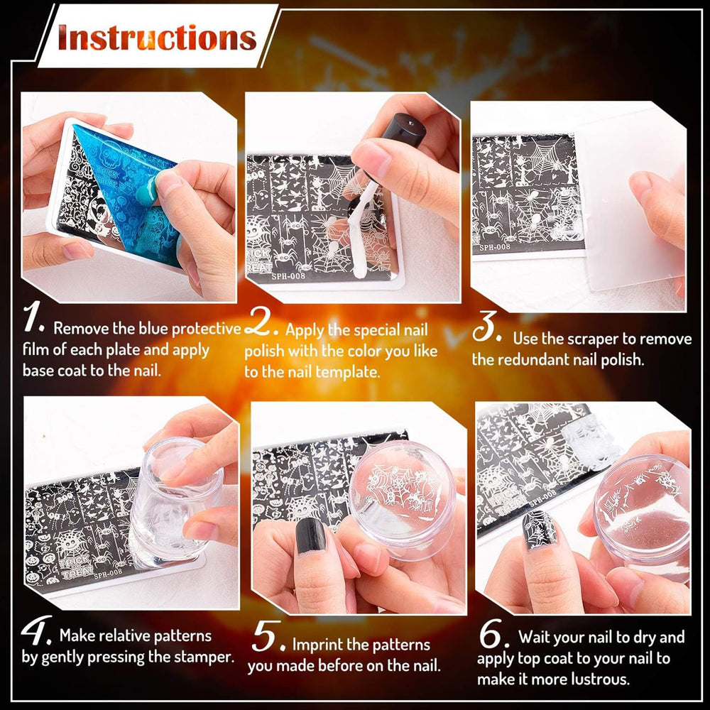 Whaline 6pcs nail art stamping plates set for DIY manicure